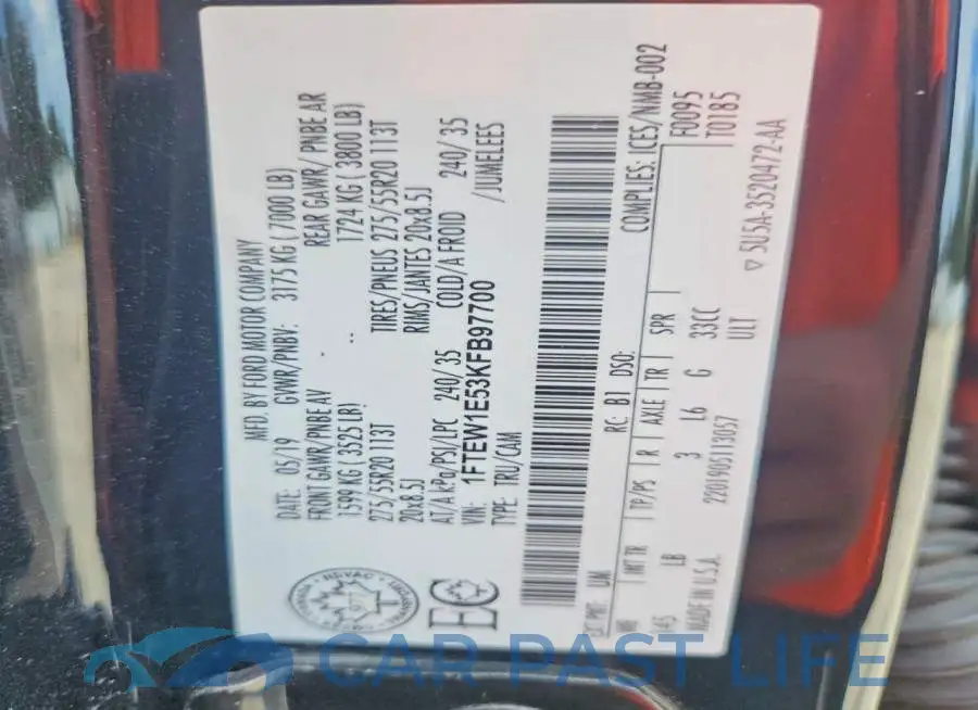 1FTEW1E53KFB97700# 12