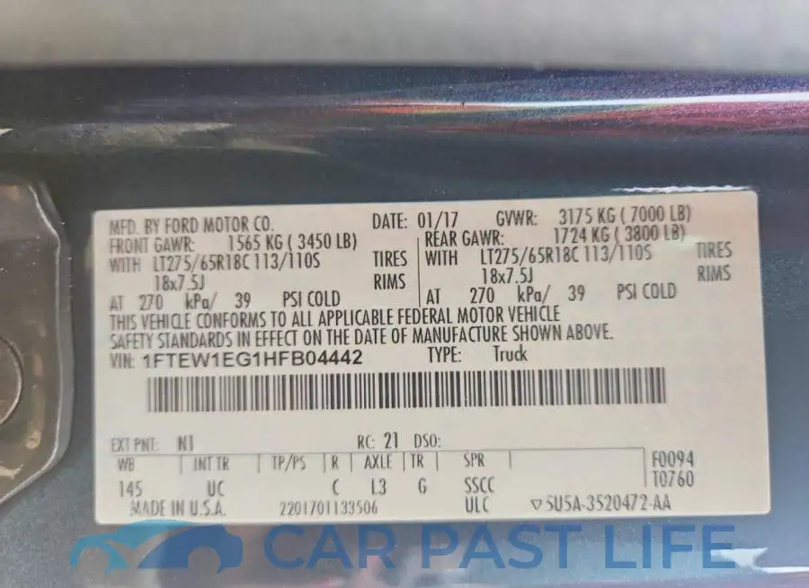 1FTEW1EG1HFB04442# 12