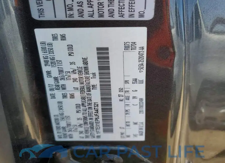 1FTEX1EP6JFA47321# 12