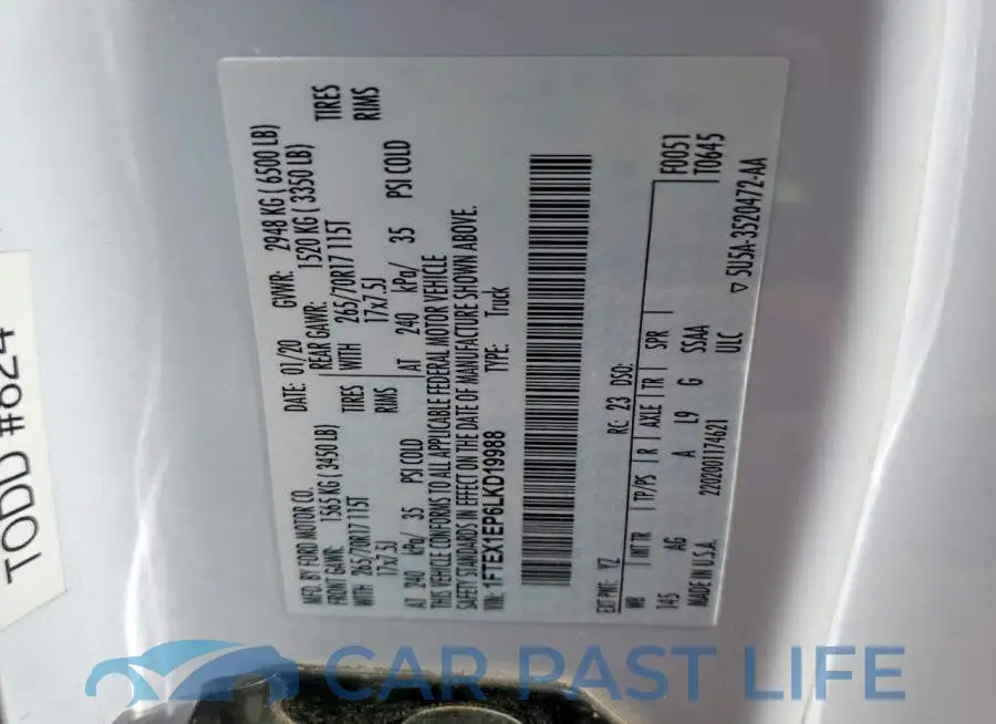 1FTEX1EP6LKD19988# 12