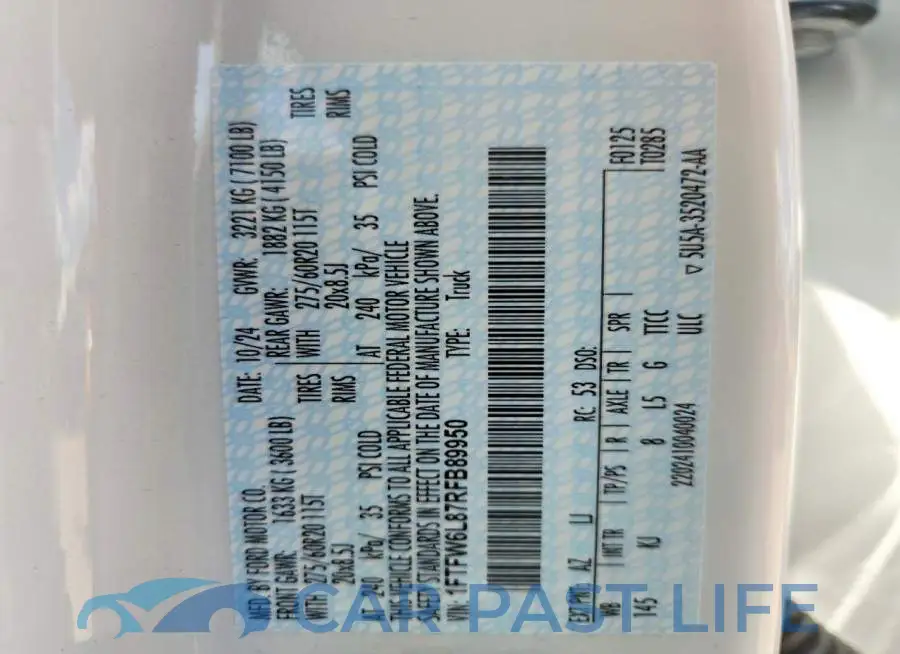 1FTFW6L87RFB89950# 12