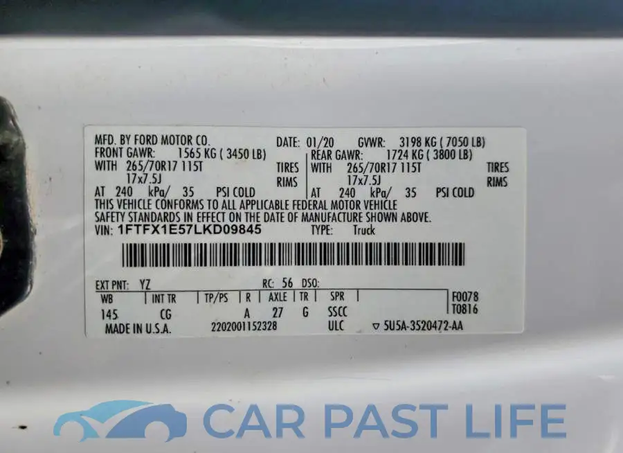 1FTFX1E57LKD09845# 12