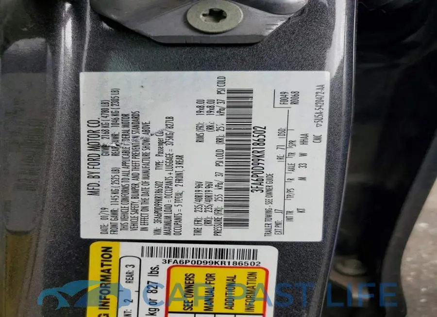 3FA6P0D99KR186502# 12