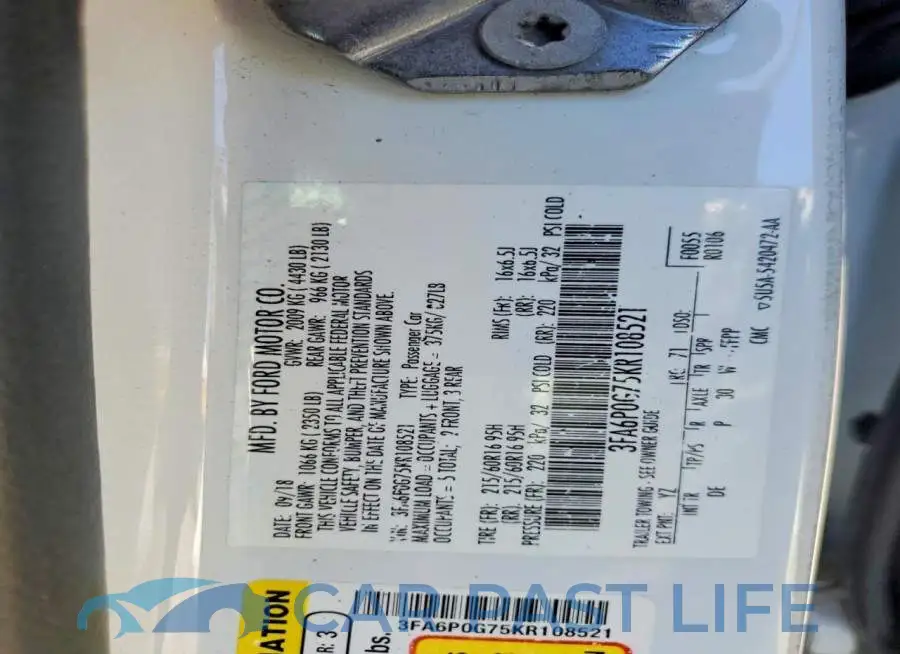 3FA6P0G75KR108521# 12