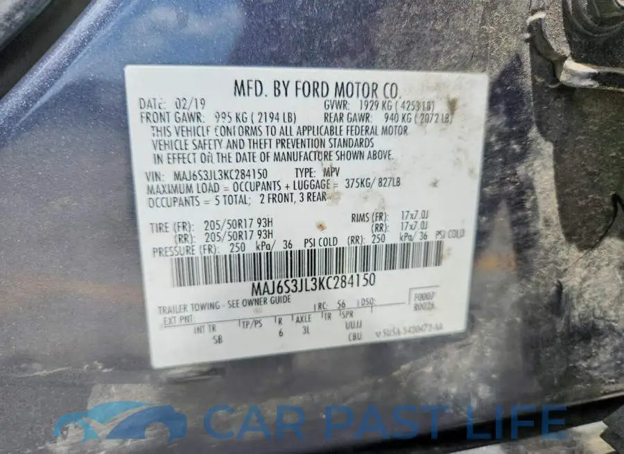 MAJ6S3JL3KC284150# 13