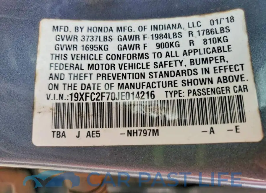 19XFC2F70JE014216# 12