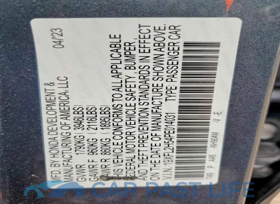 19XFL2H54PE014031# 12