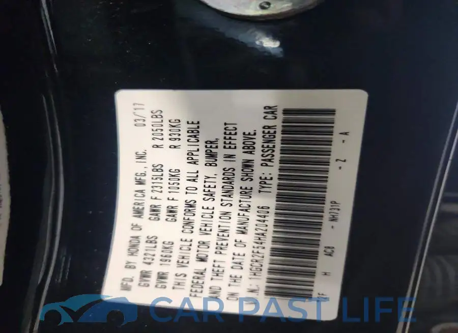 1HGCR2F54HA204406# 13