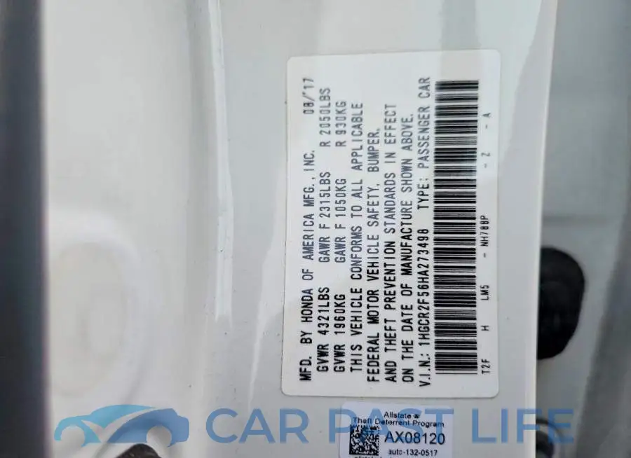 1HGCR2F56HA273498# 12