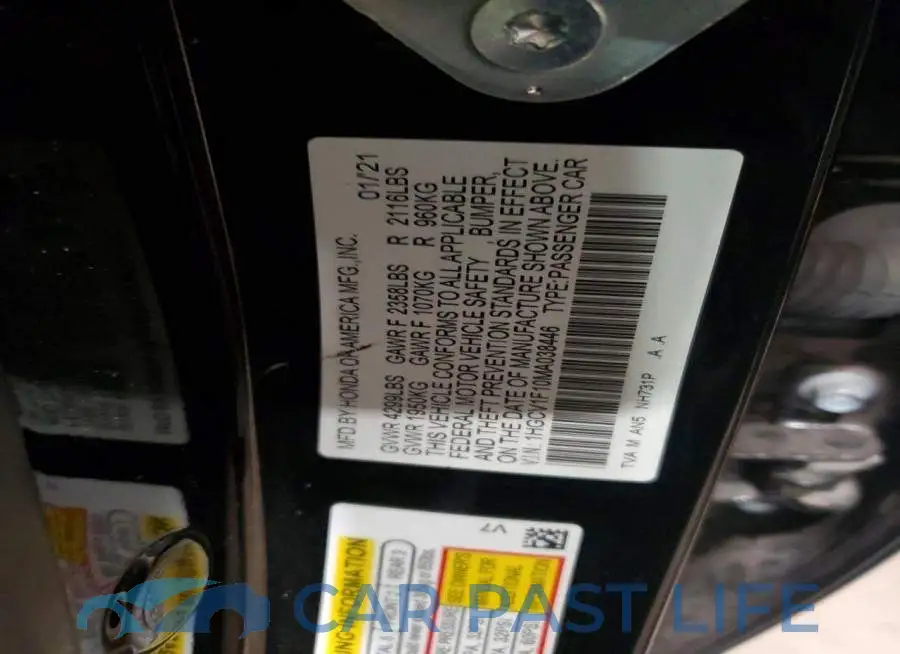 1HGCV1F10MA038446# 12