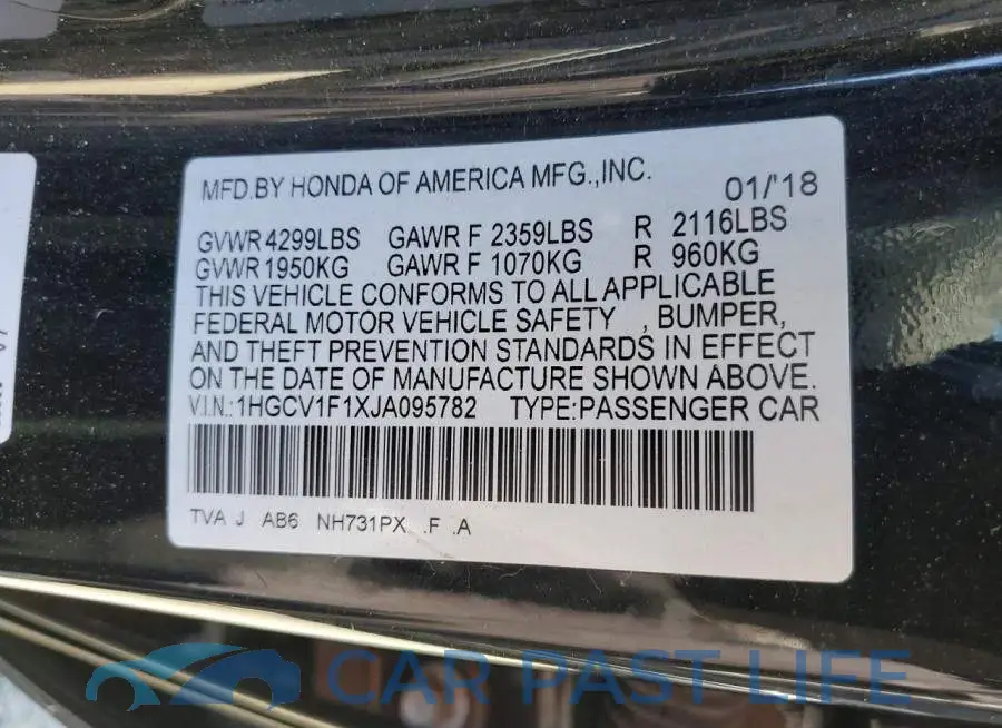 1HGCV1F1XJA095782# 13