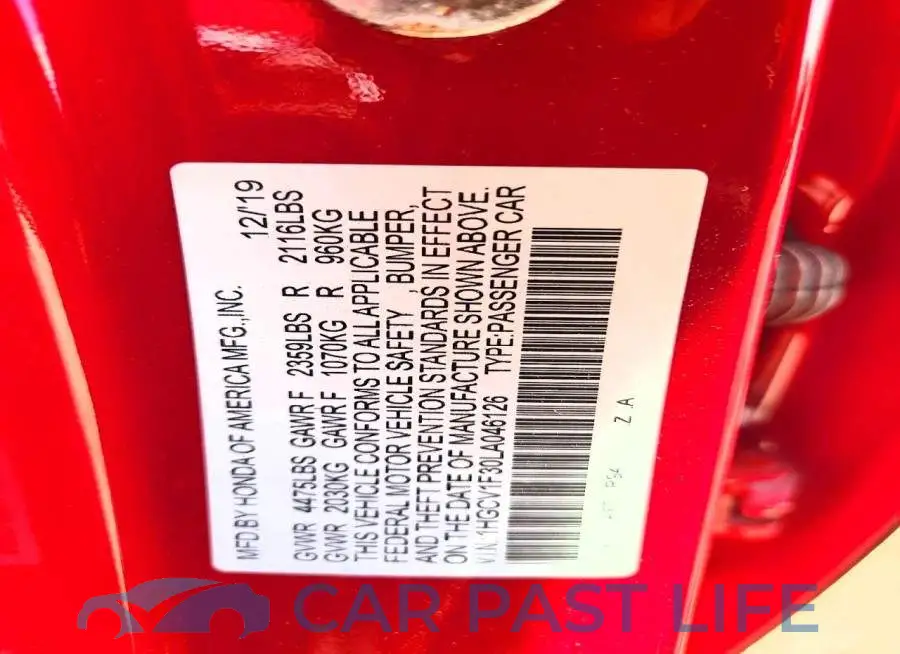 1HGCV1F30LA046126# 12