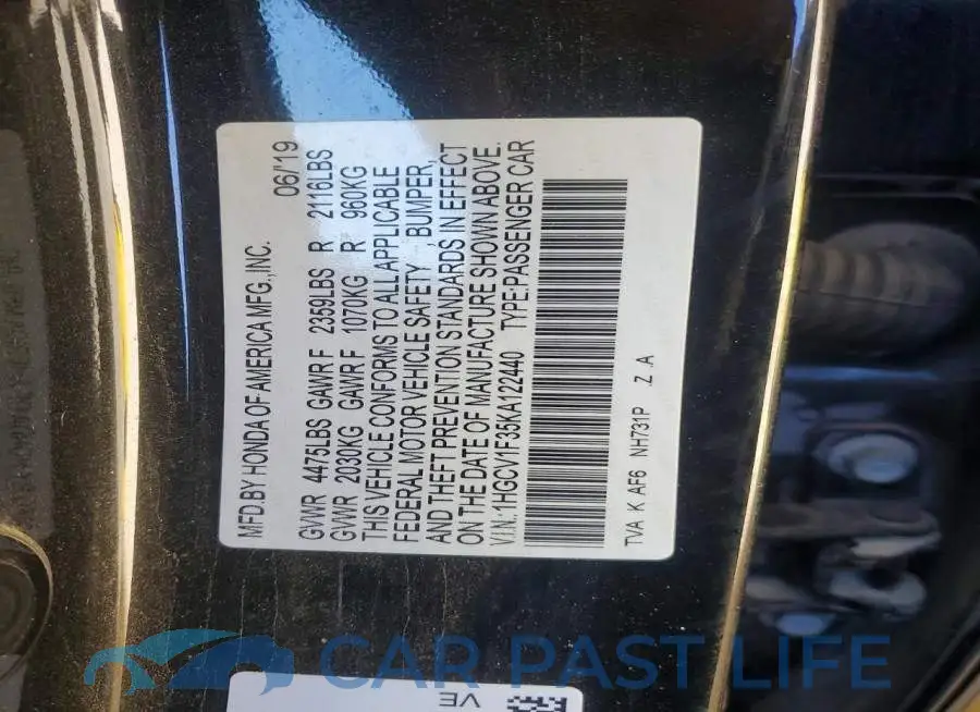 1HGCV1F35KA122440# 12