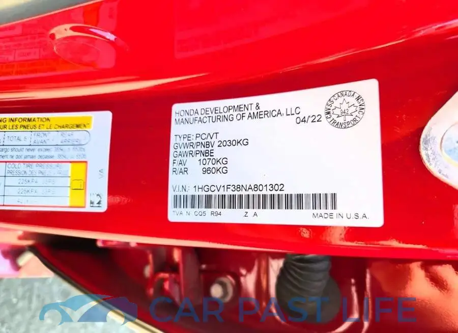 1HGCV1F38NA801302# 12