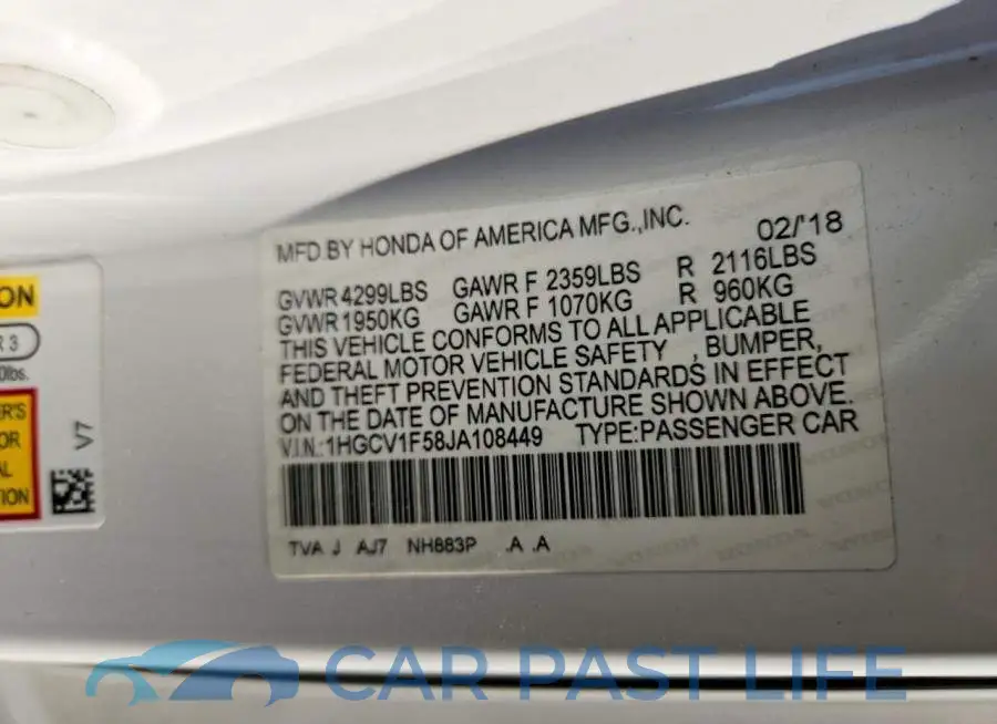 1HGCV1F58JA108449# 13