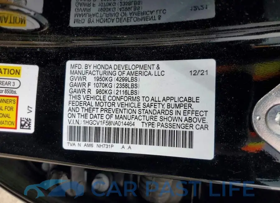 1HGCV1F58NA014464# 12