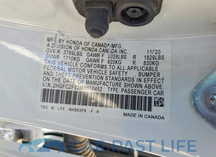 2HGFC2F63MH510452# 12