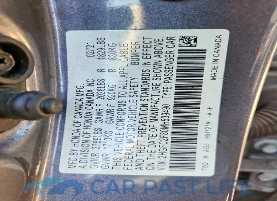2HGFC2F80MH539490# 12