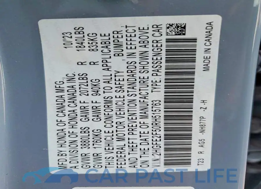 2HGFE2F50RH515763# 12
