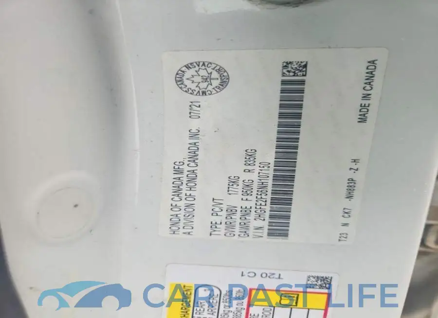 2HGFE2F56NH107150# 13