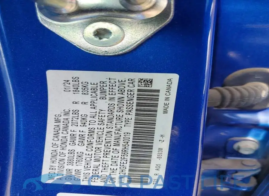 2HGFE2F56RH540019# 12