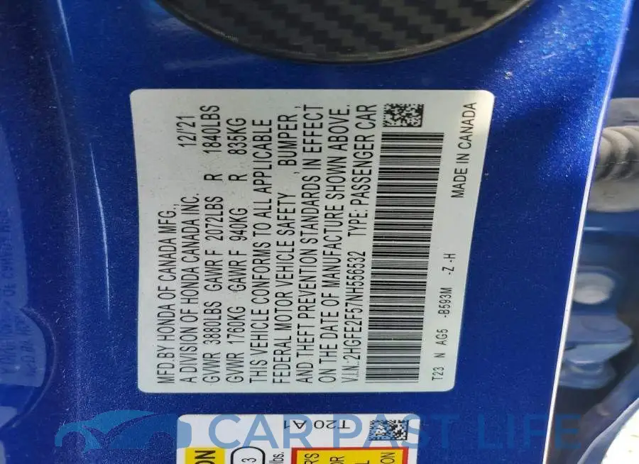 2HGFE2F57NH556532# 12