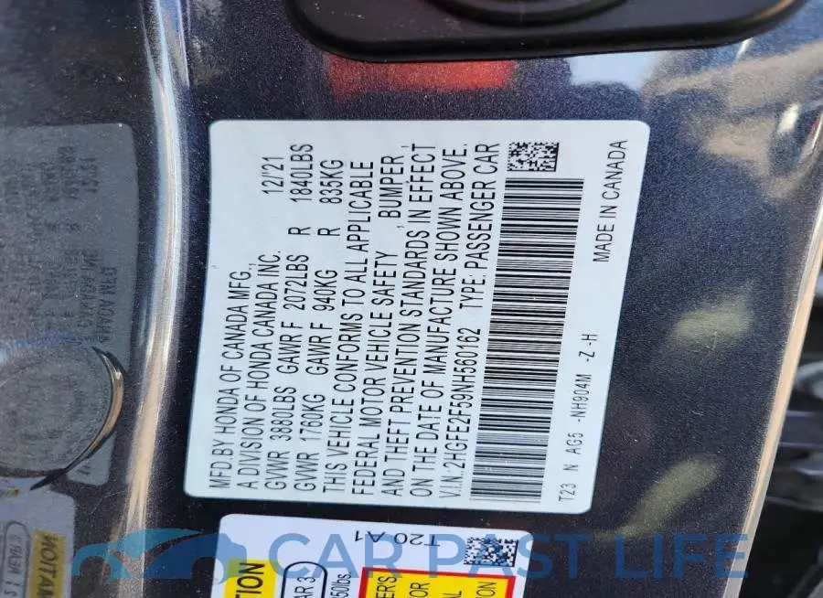 2HGFE2F59NH560162# 12