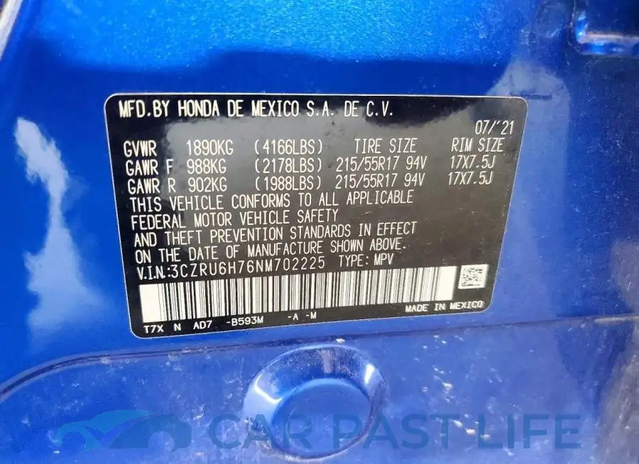 3CZRU6H76NM702225# 13