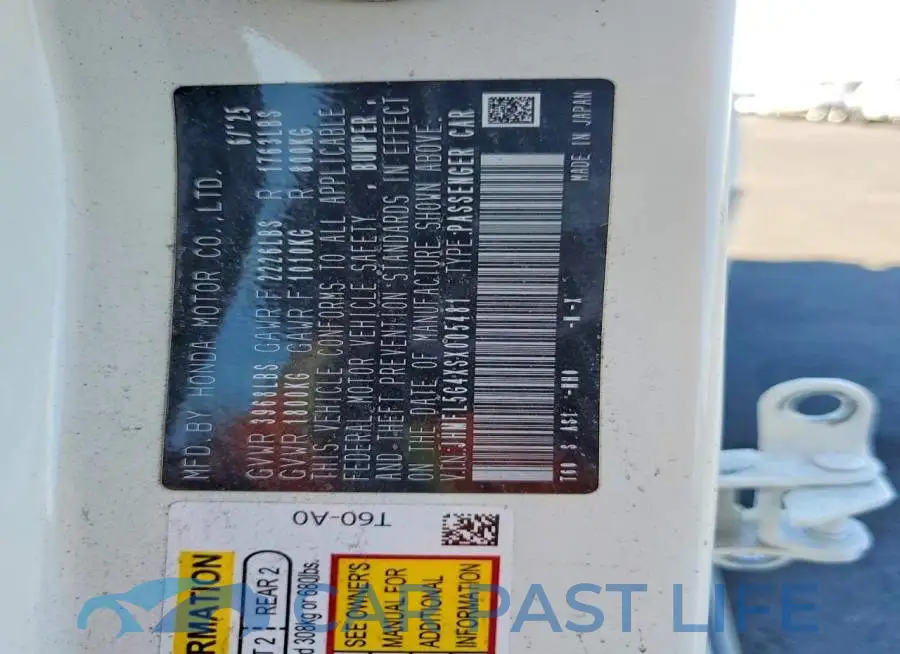 JHMFL5G4XSX005481# 12