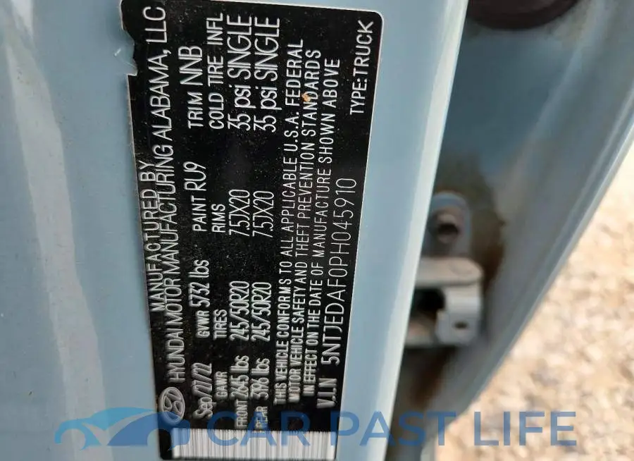 5NTJEDAF0PH045910# 12