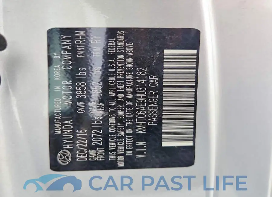 KMHTC6AE9HU314182# 12