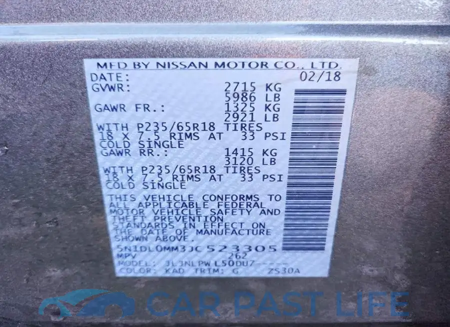 5N1DL0MM3JC523305# 13