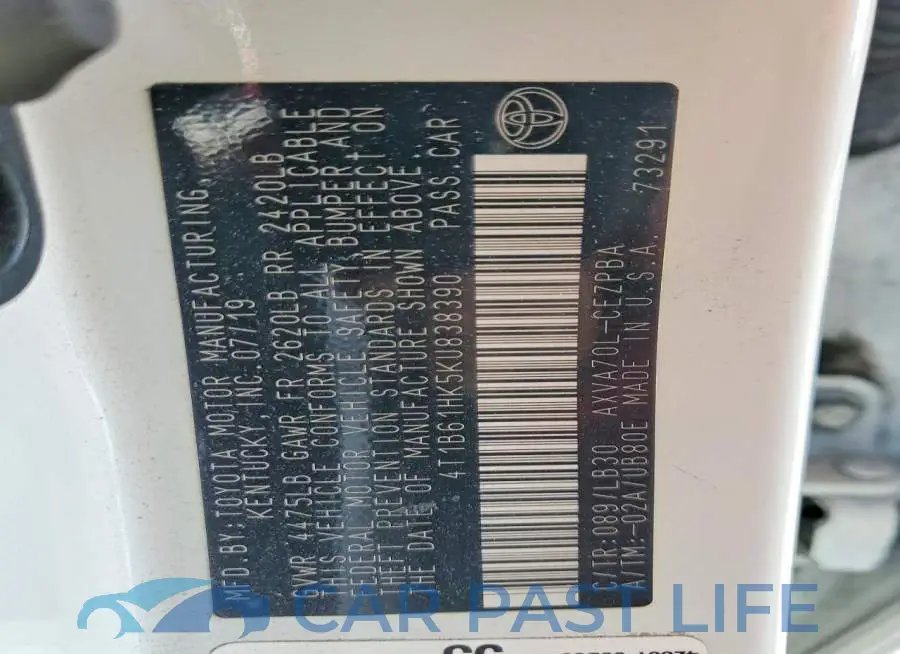 4T1B61HK5KU838390# 12