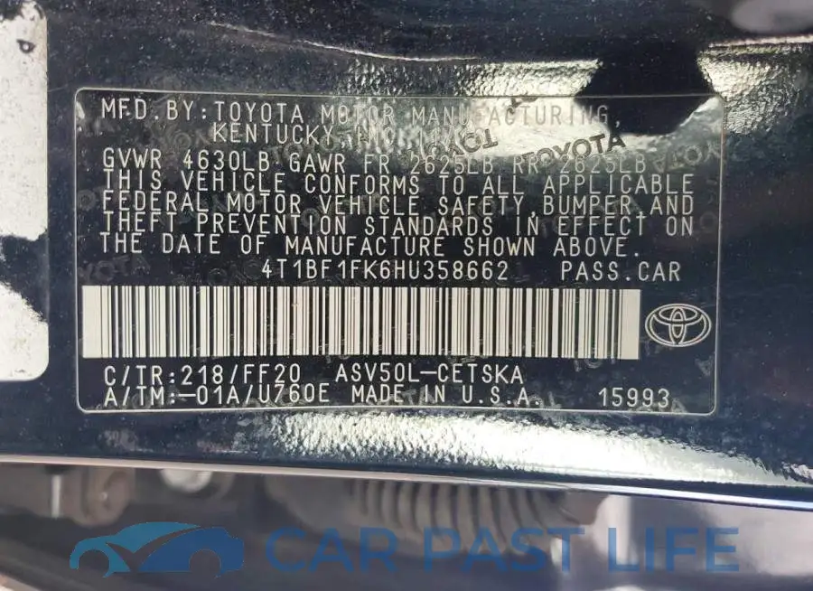 4T1BF1FK6HU358662# 12