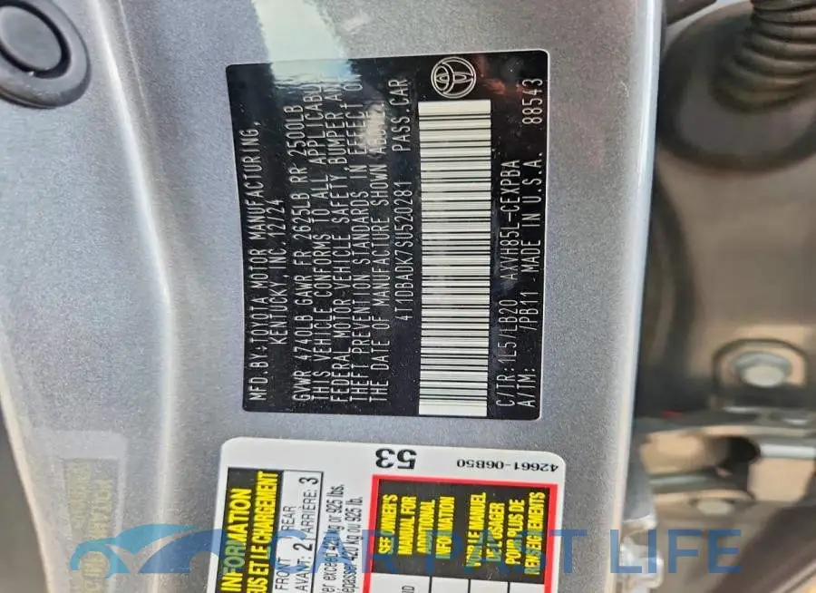 4T1DBADK7SU520281# 12