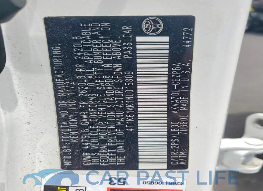 4T1K61AK1NU015809# 13