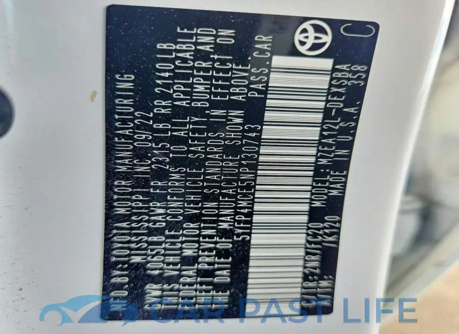 5YFP4MCE5NP130743# 12