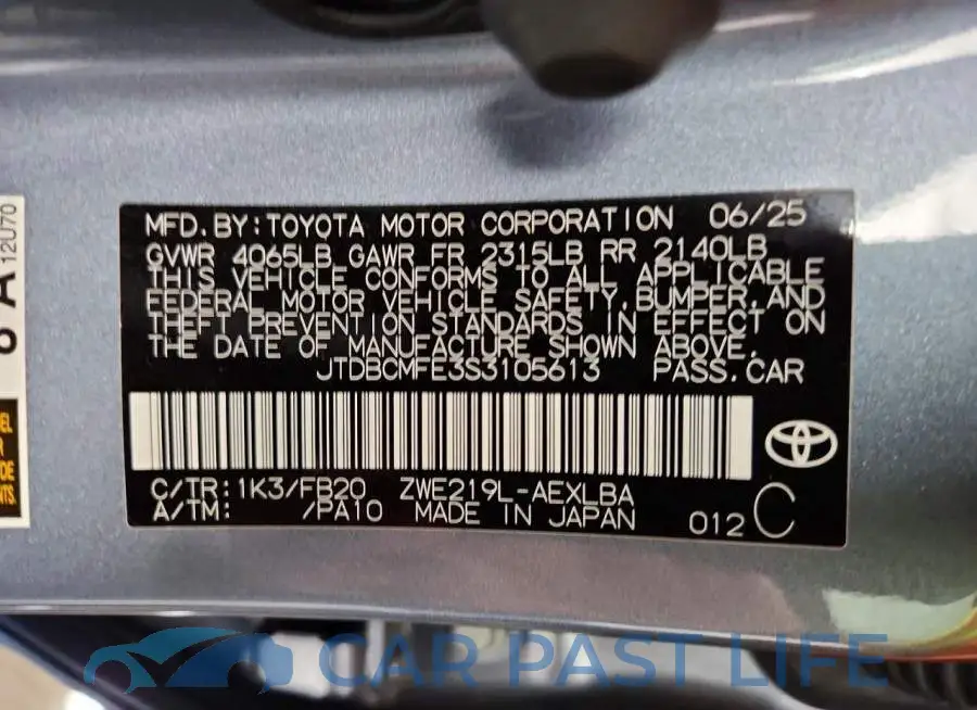 JTDBCMFE3S3105613# 12