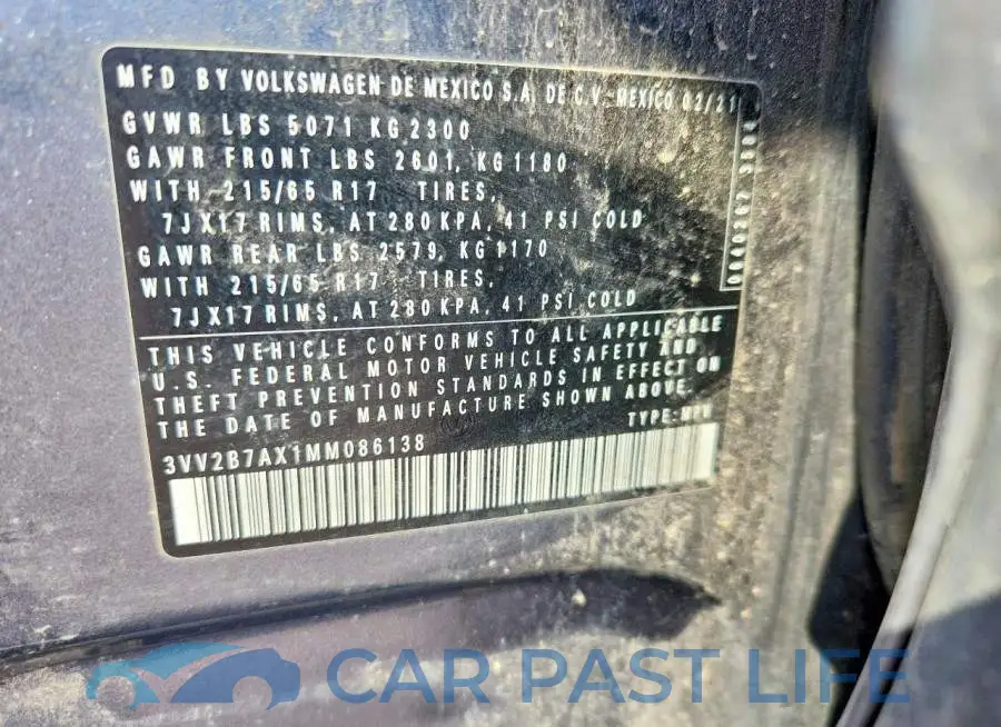 3VV2B7AX1MM086138# 13