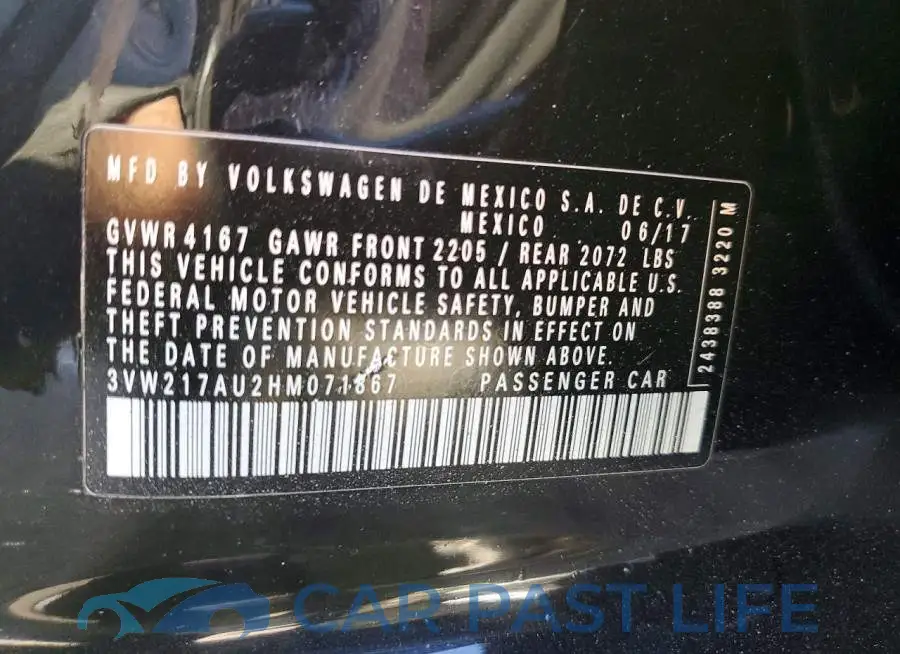 3VW217AU2HM071867# 12