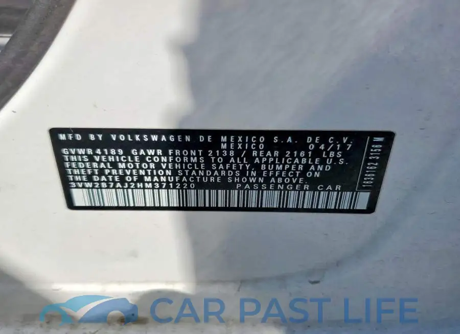 3VW2B7AJ2HM371220# 13