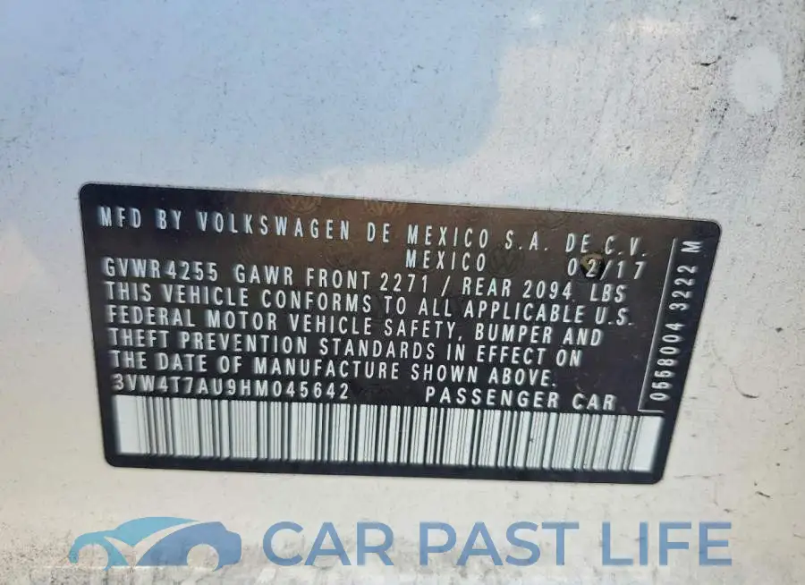 3VW4T7AU9HM045642# 12