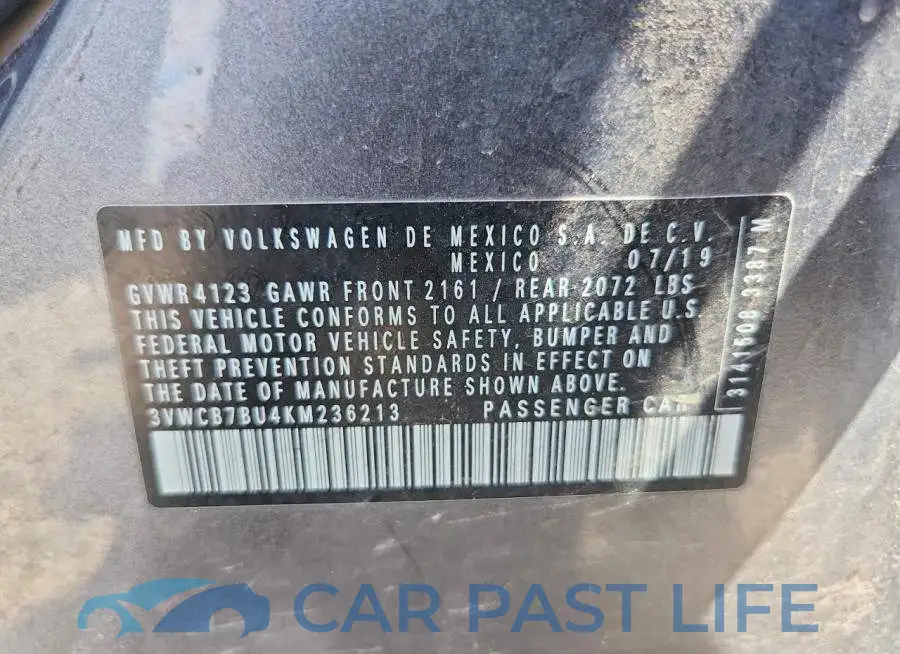 3VWCB7BU4KM236213# 12