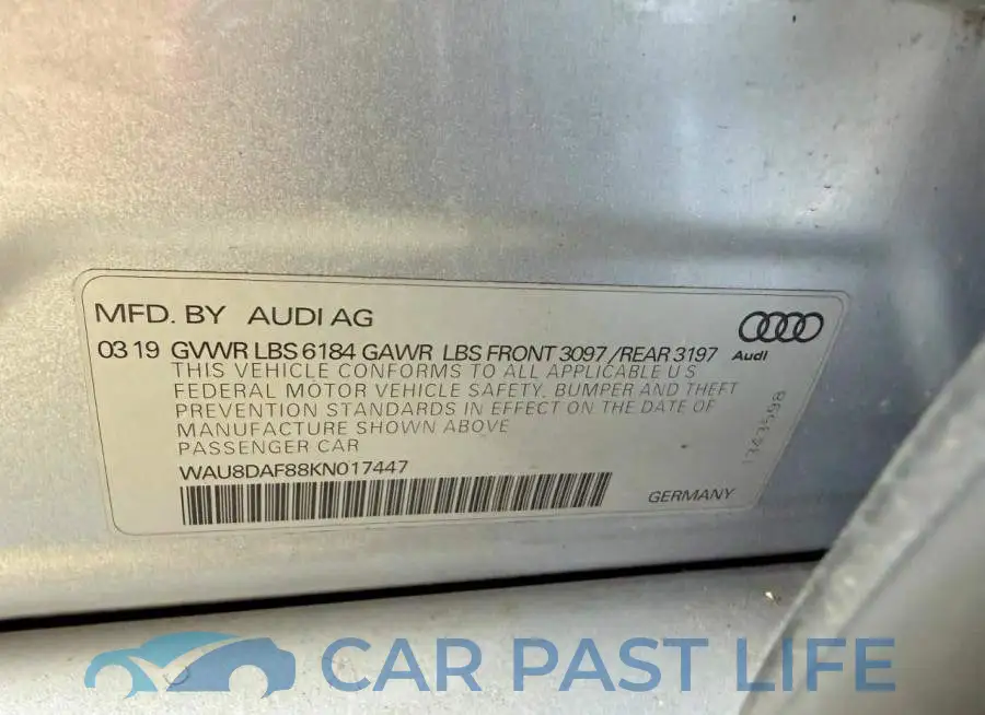 WAU8DAF88KN017447# 10
