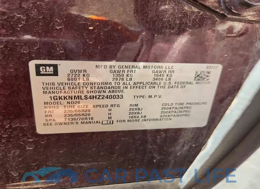 1GKKNMLS4HZ240033# 13
