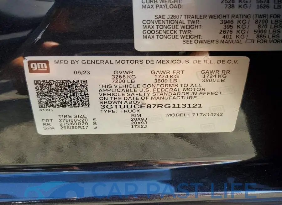 3GTUUCE87RG113121# 12