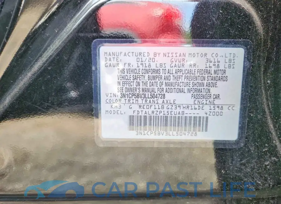 3N1CP5BV3LL504728# 12