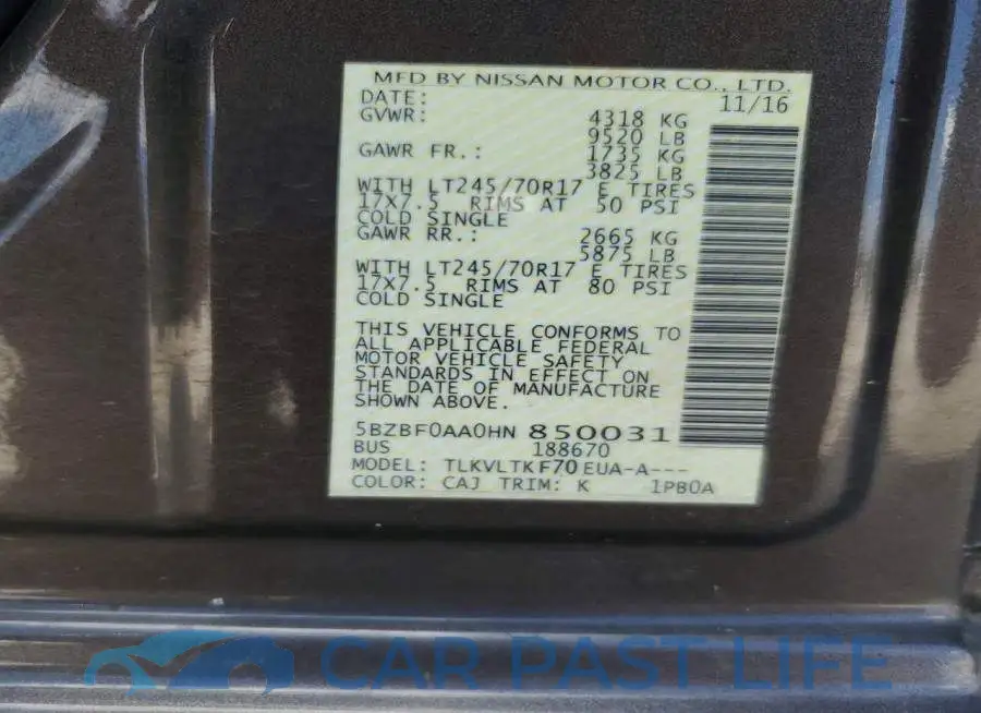 5BZBF0AA0HN850031# 13
