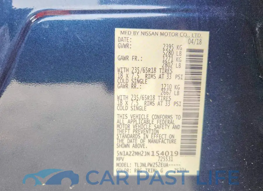 5N1AZ2MH2JN154019# 13
