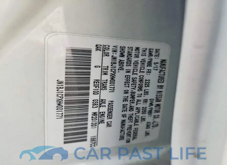 JN1BJ1CPXHW001771# 13